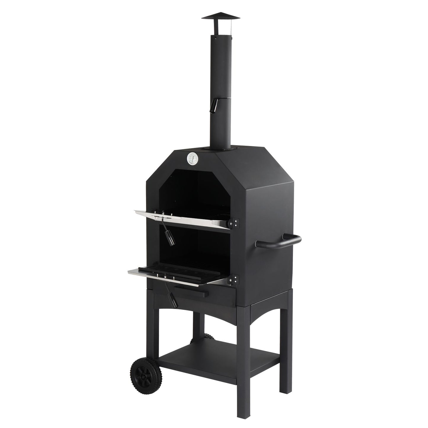 Outdoor Wood Fired Pizza Oven with Pizza Stone, Pizza Peel, Grill Rack, for Backyard and Camping