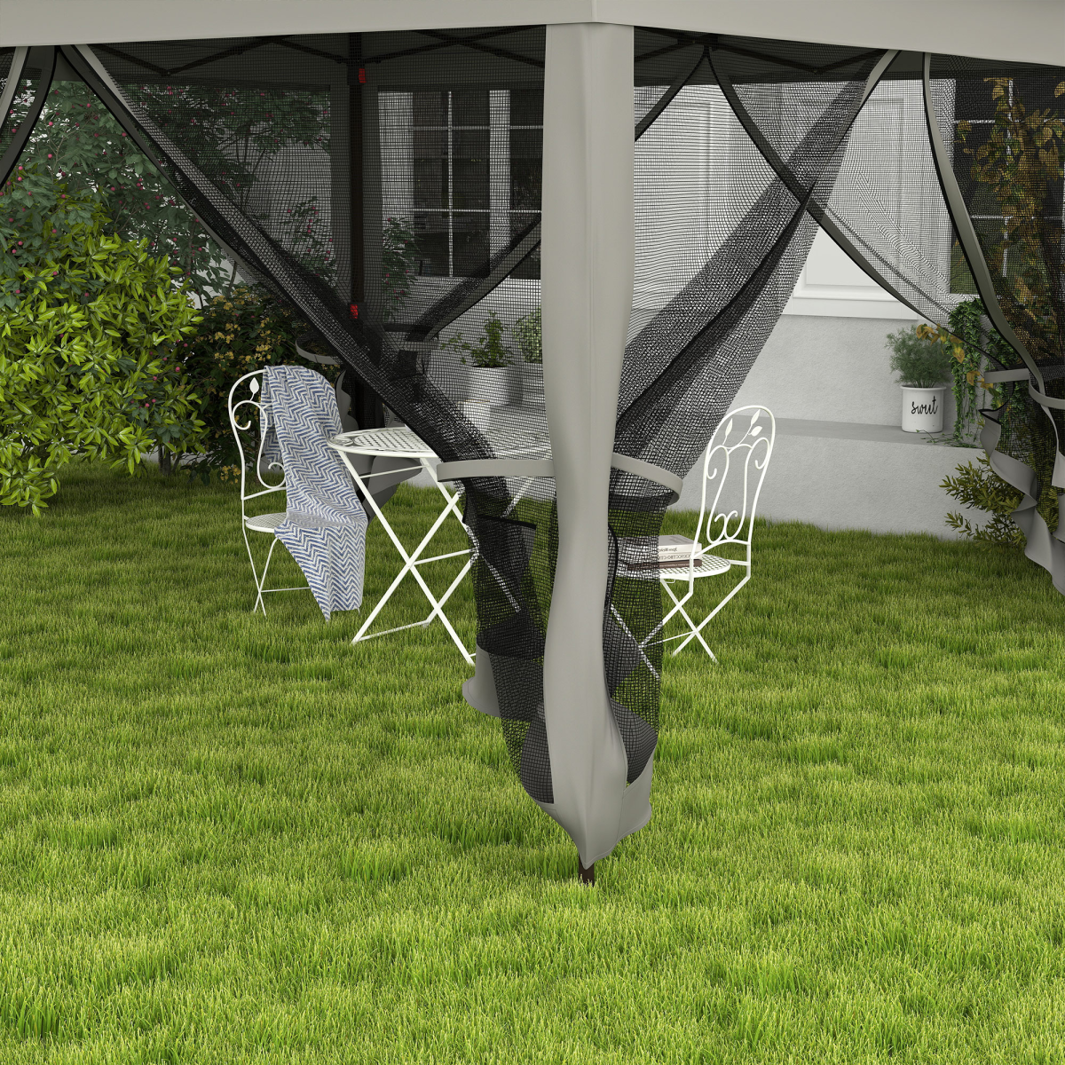 Outsunny Garden Folding Tent Heavy Duty Pop Up Gazebo for Party Dark Grey