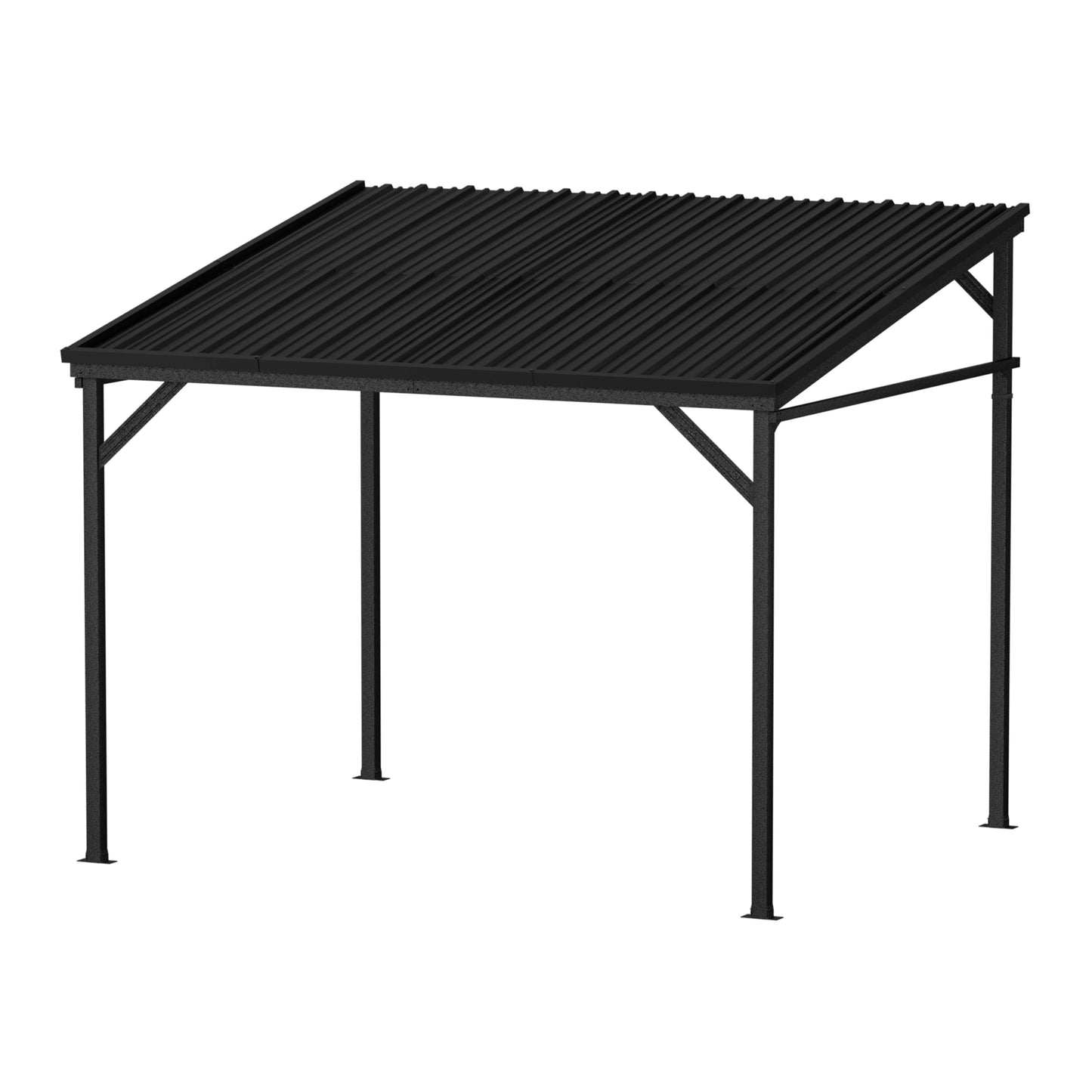 VEIKOUS 8'x10' Metal Leaning Gazebo with Galvanized Steel Roof, Outdoor Lean-to Pergola, Patio Cover, Black