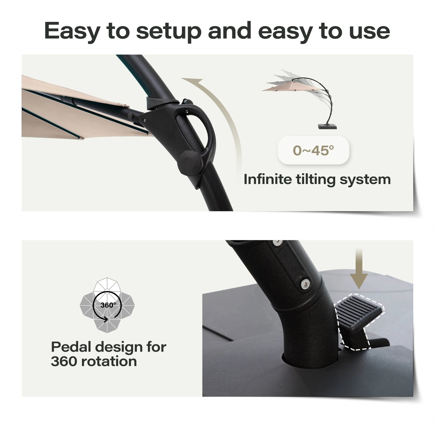 LAUSAINT HOME 11FT Patio Umbrella with Base, Outdoor Deluxe Curvy Cantilever Umbrella for Patio Pool Deck, Champagne