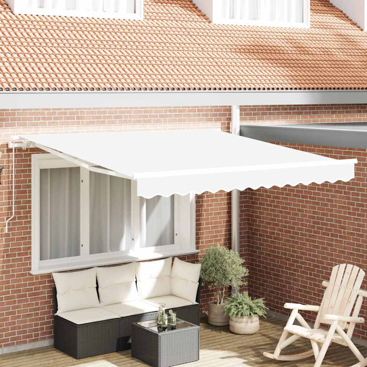 vidaXL Awning Retractable White 3 x 2.5 m Polyester and metal
