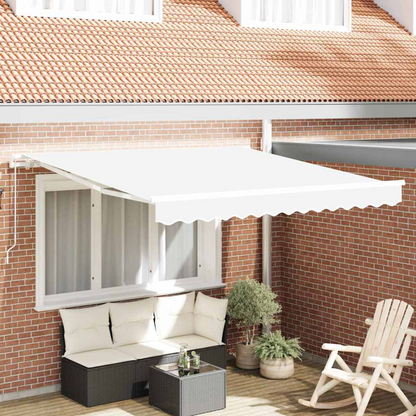 vidaXL Awning Retractable White 3 x 2.5 m Polyester and metal