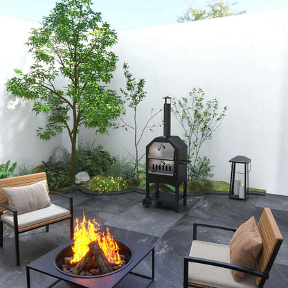 Stainless Steel 2-Tier Outdoor Charcoal Pizza Oven