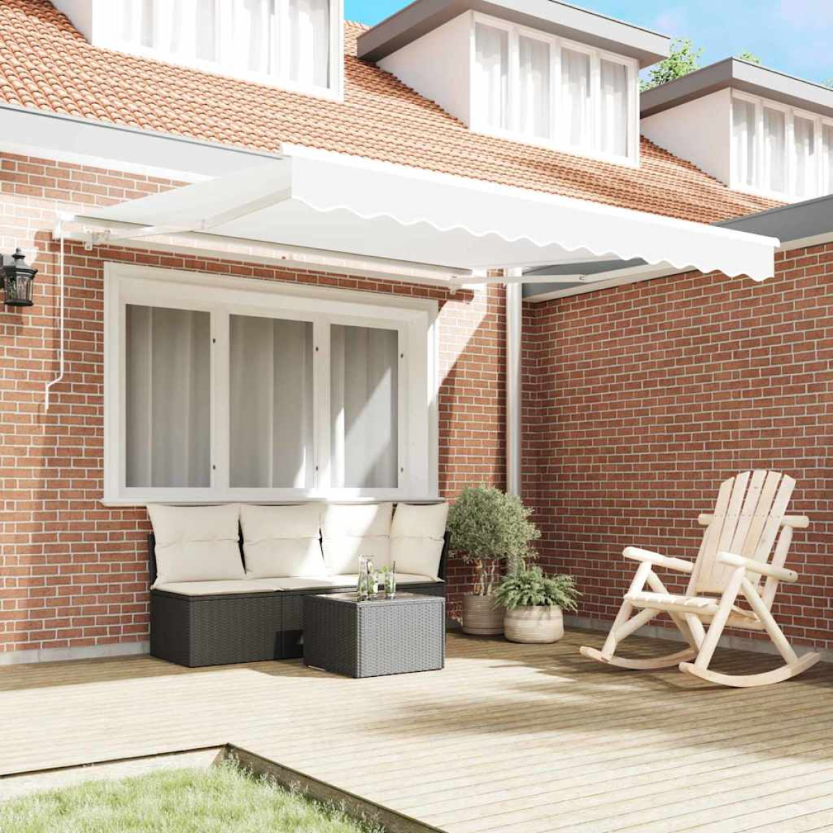 vidaXL Awning Retractable White 3 x 2.5 m Polyester and metal