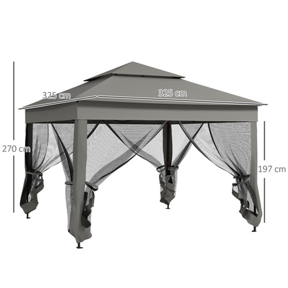 Outsunny Garden Folding Tent Heavy Duty Pop Up Gazebo for Party Dark Grey