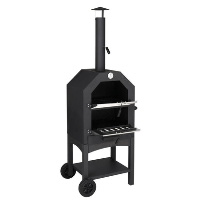 Outdoor Wood Fired Pizza Oven with Pizza Stone, Pizza Peel, Grill Rack,  for Backyard and Camping