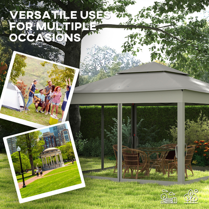 Outsunny Garden Folding Tent Heavy Duty Pop Up Gazebo for Party Dark Grey
