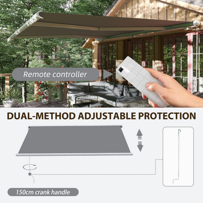 Outsunny 4x3m Full Cassette Electric Retractable Awning for Patio Door Window