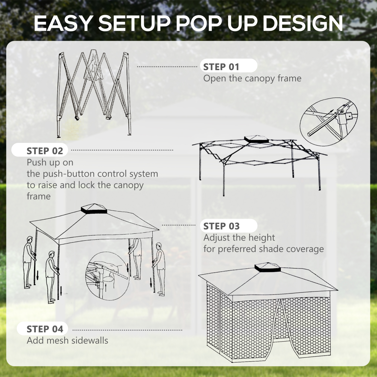 Outsunny Garden Folding Tent Heavy Duty Pop Up Gazebo for Party Dark Grey