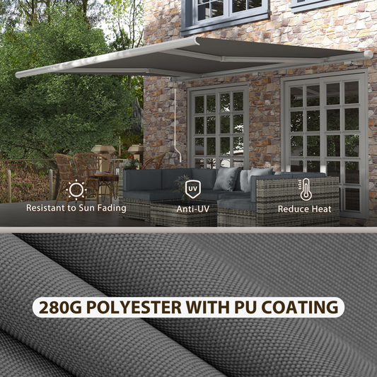 Outsunny 4x3m Full Cassette Electric Retractable Awning for Patio Door Window