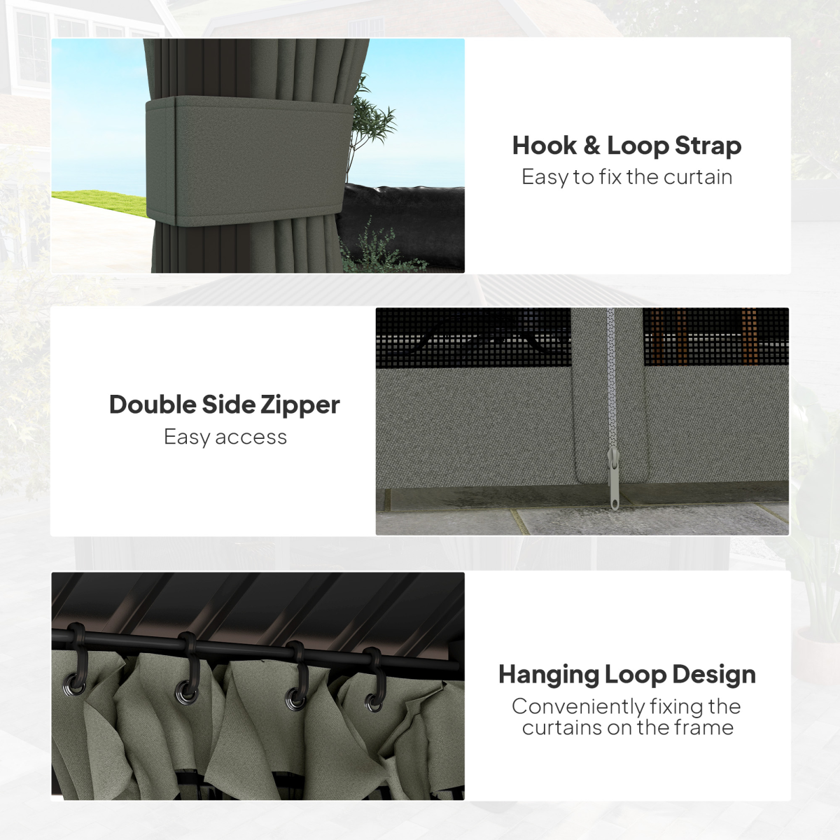 Outsunny 3.6 x 3(m) Metal Garden Hardtop Gazebo with Screened Curtain Dark Grey