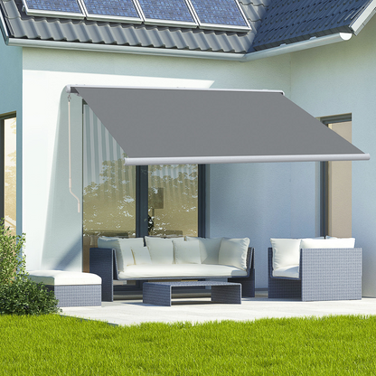 Outsunny 4x3m Full Cassette Electric Retractable Awning for Patio Door Window