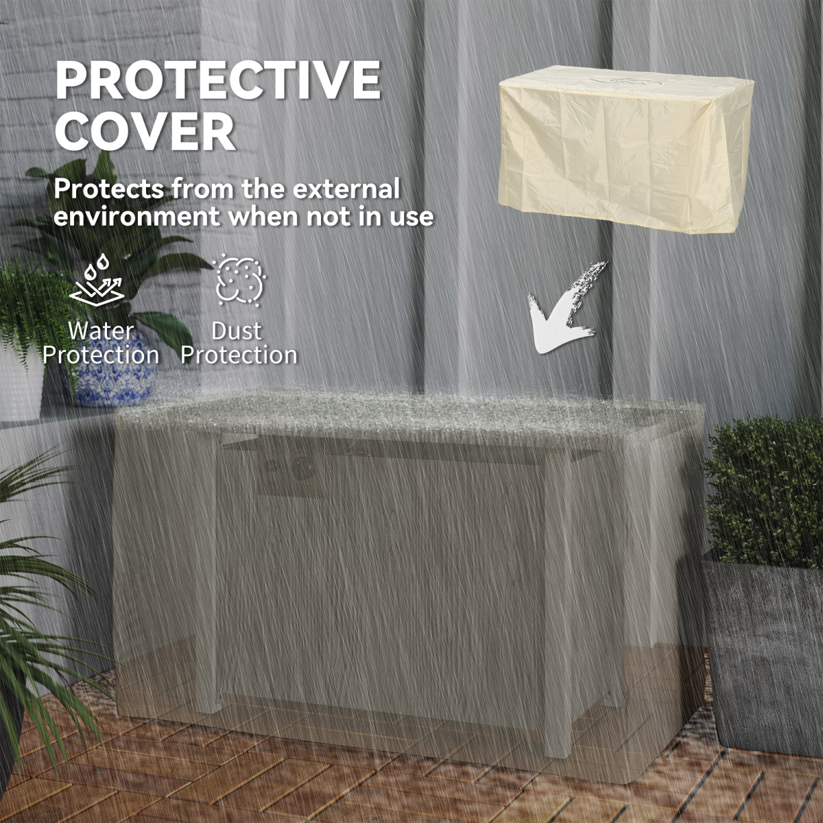 Outsunny Gas Fire Pit Table with 50,000 BTU Burner, Cover, Dark Grey