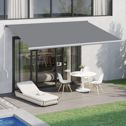 Outsunny 4x3m Full Cassette Electric Retractable Awning for Patio Door Window