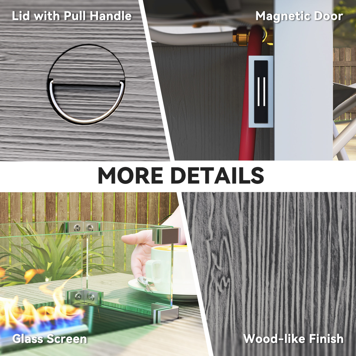 Outsunny Gas Fire Pit Table with 50,000 BTU Burner, Cover, Dark Grey