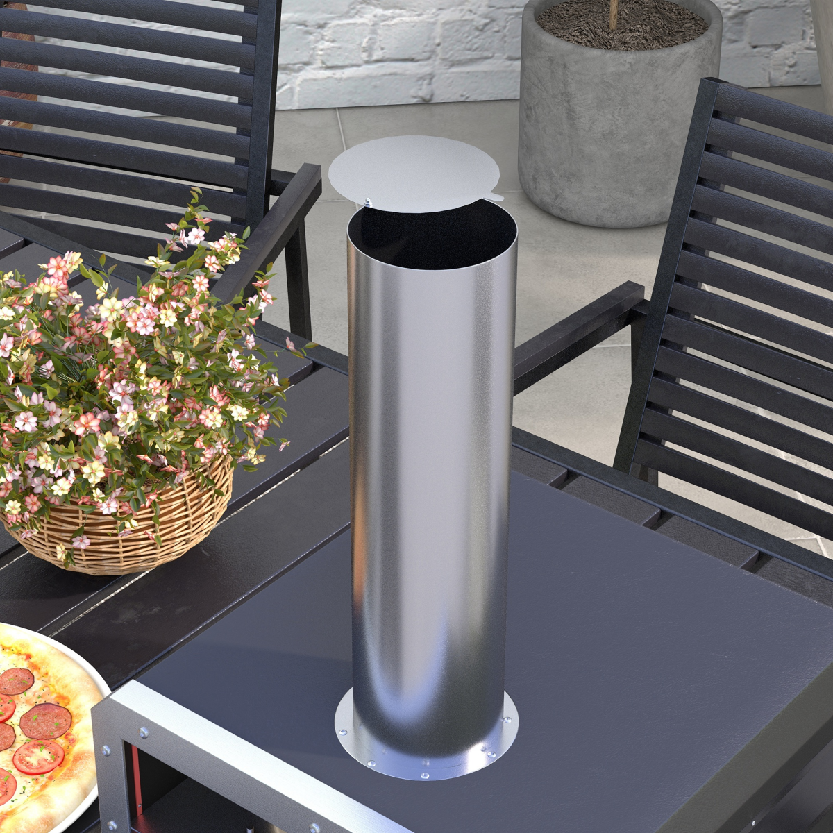 Outsunny Wood Fired Pizza Oven with Rotating Pizza Stone and Cover, Black