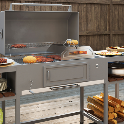 Outsunny Outdoor BBQ Pizza Oven with Thermometer for Gas/Charcoal BBQ Grills