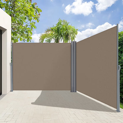 NAWAY 71'' x 236'' Retractable Side Awning, 280 GSM Retractable Folding Privacy Screen Waterproof & UV-Resistant Privacy Awning for Outdoor-Light Brown