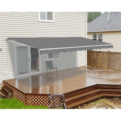 Go for Gold 16' x 10' Grey Motorized Retractable Patio Awning, UV Resistant
