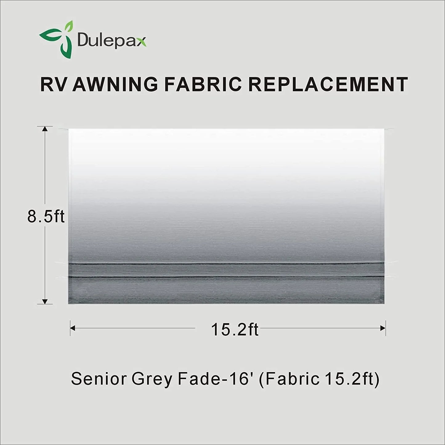 Dulepax RV Awning Fabric Replacement-19'(18'2" Fabric) Heavy Duty 16 oz Waterproof Vinyl Fabric for All Travel Trailer Camper Awning,Gradient Gray