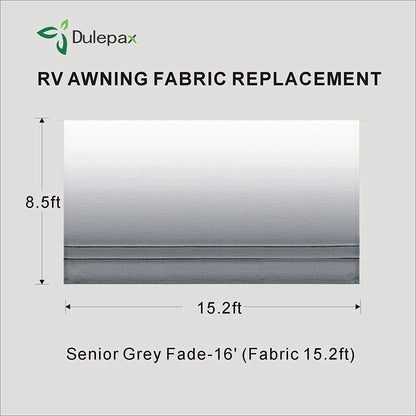 Dulepax RV Awning Fabric Replacement-19'(18'2" Fabric) Heavy Duty 16 oz Waterproof Vinyl Fabric for All Travel Trailer Camper Awning,Gradient Gray