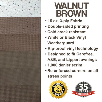 Shadepro RV Awning Replacement 15' Walnut Brown Fabric 14'2"