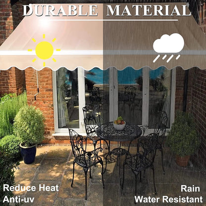 BETISEF 10' x 8' Patio Retractable Awning Outdoor Sun Shade Shelter Canopy Water UV/Heat Resistant with Crank Handle for Deck