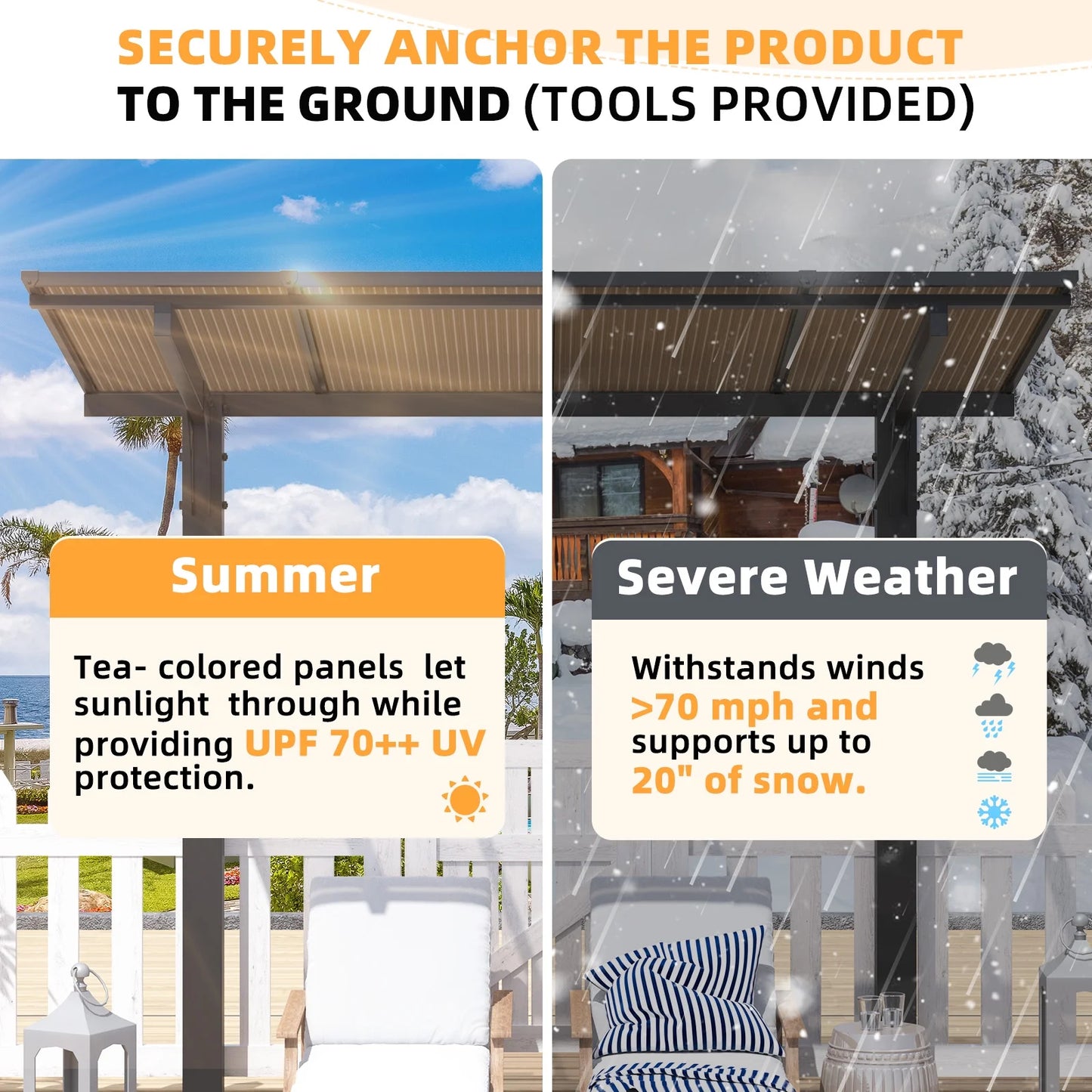 AECOJOY 10'x10' Gazebo, Outdoor Wall Mounted Hardtop Gazebo & Pergola with Aluminum Frame for Patio, Porch and Backyard in Black