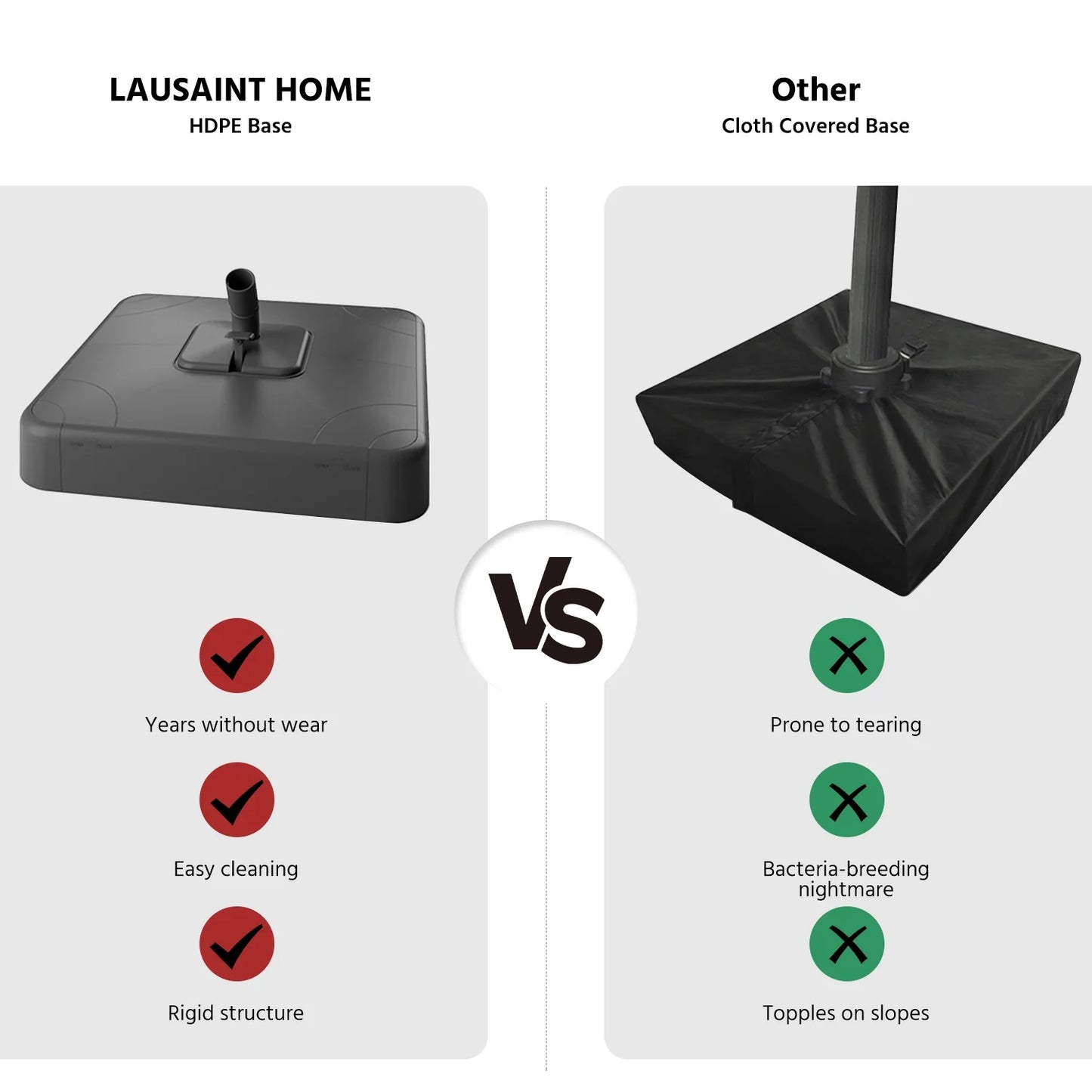 LAUSAINT HOME 11FT Patio Umbrella with Base, Outdoor Deluxe Curvy Cantilever Umbrella for Patio Pool Deck, Champagne