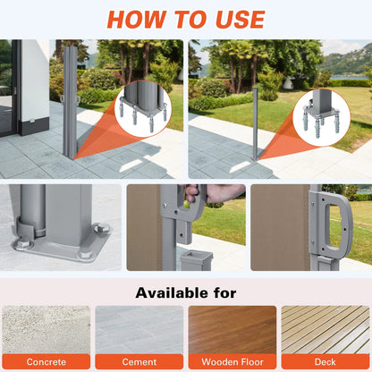 NAWAY 71'' x 236'' Retractable Side Awning, 280 GSM Retractable Folding Privacy Screen Waterproof & UV-Resistant Privacy Awning for Outdoor-Light Brown