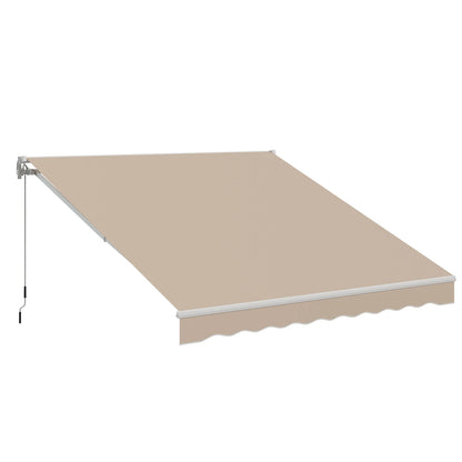 AECOJOY Manual Retractable Patio Awning,Outdoor Awning Retractable Sunshade Shelter-Beige