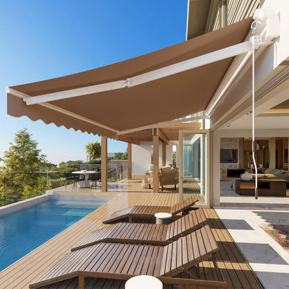 BETISEF 10' x 8' Patio Retractable Awning Outdoor Sun Shade Shelter Canopy Water UV/Heat Resistant with Crank Handle for Deck