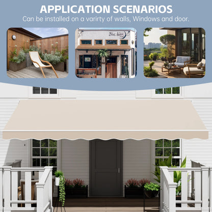GDPFN Awning for Patio, Retractable Awning Outdoor Patio Canopy, Sun Shade with Manual Crank Handle, Porch Awning for Patio, House, Deck