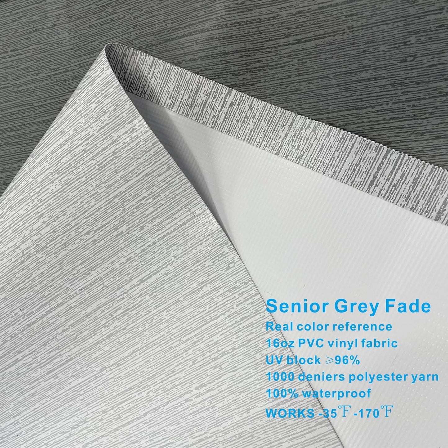 Dulepax RV Awning Fabric Replacement-19'(18'2" Fabric) Heavy Duty 16 oz Waterproof Vinyl Fabric for All Travel Trailer Camper Awning,Gradient Gray