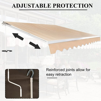 BETISEF Patio Retractable Awning Outdoor Sun Shade Shelter Canopy Water UV/Heat Resistant with Crank Handle for Deck