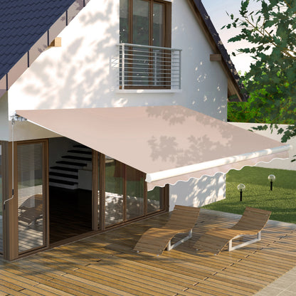 VEIKOUS 8'x7' Retractable Patio Awning Sun Shade Cover with Manual Crank, Beige