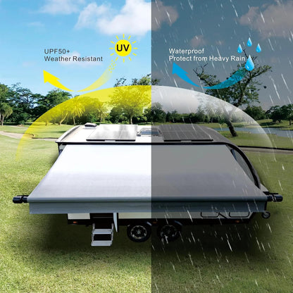 Dulepax RV Awning Fabric Replacement-19'(18'2" Fabric) Heavy Duty 16 oz Waterproof Vinyl Fabric for All Travel Trailer Camper Awning,Gradient Gray