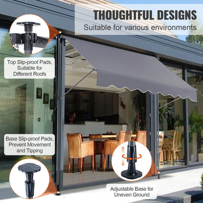 KFFKFF Patio Awning Retractable 9.8'x3.9' Awning Sunshade Shelter 86"-122" Height