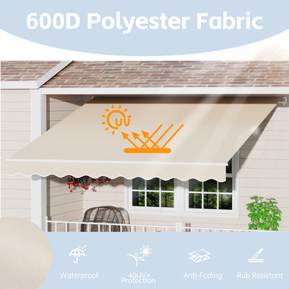 GDPFN Awning for Patio, Retractable Awning Outdoor Patio Canopy, Sun Shade with Manual Crank Handle, Porch Awning for Patio, House, Deck