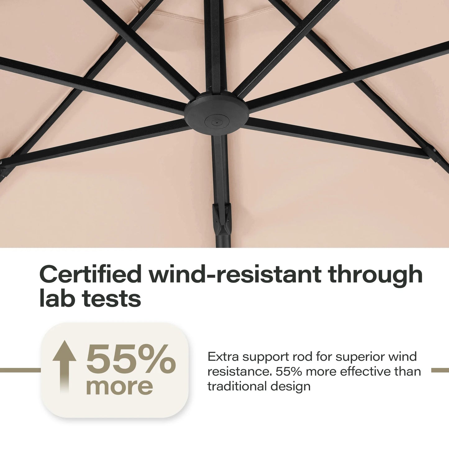 LAUSAINT HOME 11FT Patio Umbrella with Base, Outdoor Deluxe Curvy Cantilever Umbrella for Patio Pool Deck, Champagne