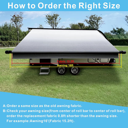 Dulepax RV Awning Fabric Replacement-19'(18'2" Fabric) Heavy Duty 16 oz Waterproof Vinyl Fabric for All Travel Trailer Camper Awning,Gradient Gray