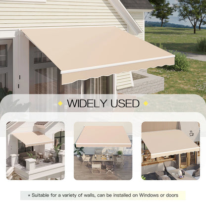 AECOJOY Manual Retractable Patio Awning,Outdoor Awning Retractable Sunshade Shelter-Beige