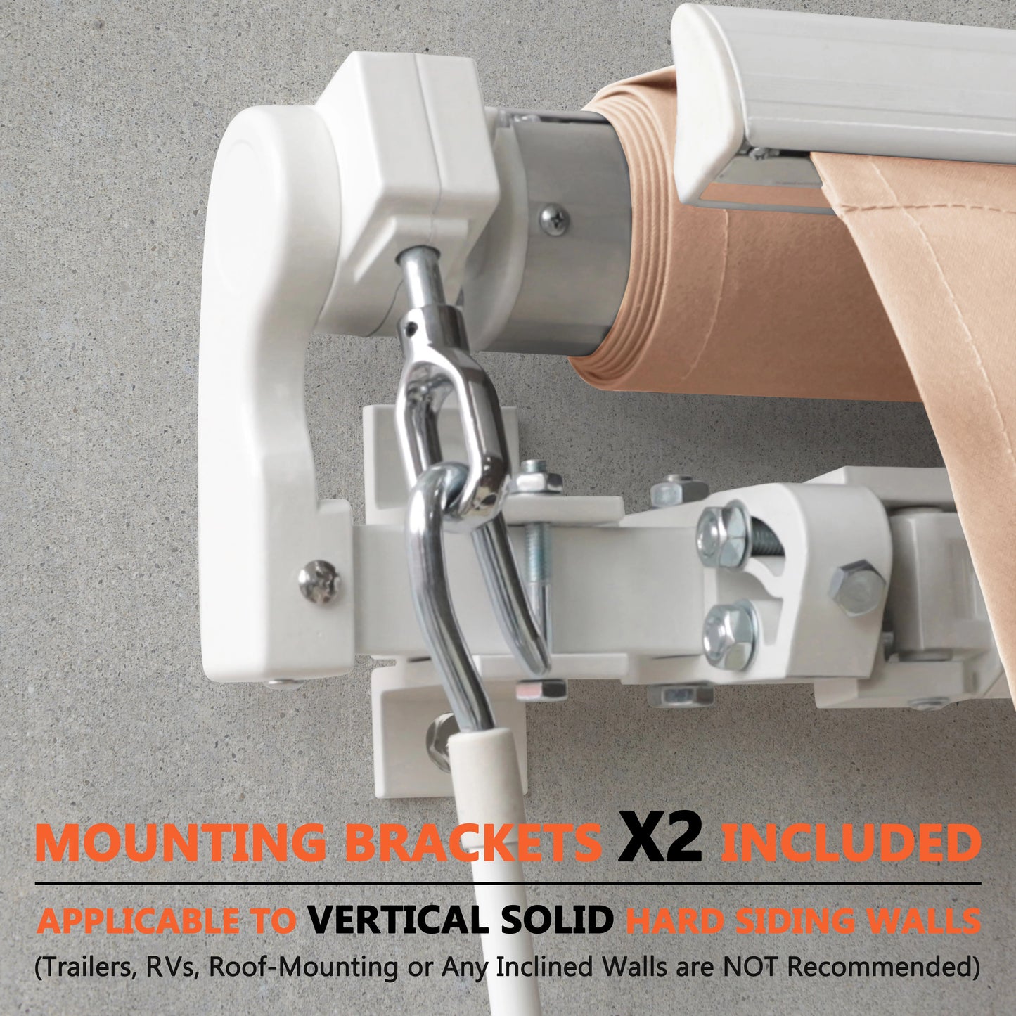 VEIKOUS 8'x7' Retractable Patio Awning Sun Shade Cover with Manual Crank, Beige