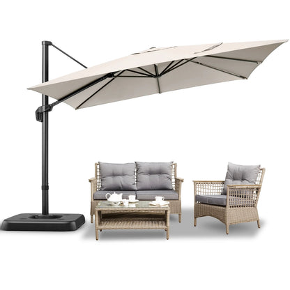 COBIZI Patio Offset Umbrella 10x10FT Outdoor Patio Height adjustable and Windproof, 360degrees Rotation Aluminum,Beige(Upgraded,2.0)