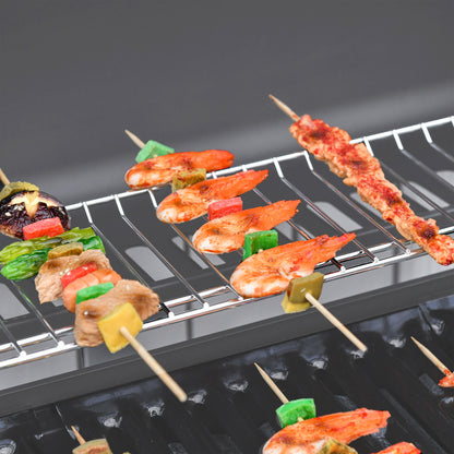 Outsunny 6+1 Burner Gas BBQ Grill Garden Barbecue with Wheels, Cabinet Grey