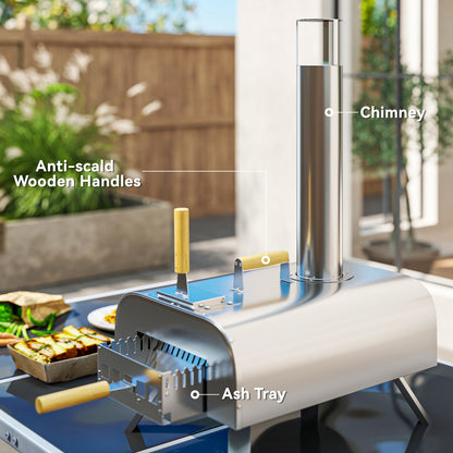 Outsunny Portable Wood Pellet Pizza Oven with Foldable Legs 12 Inch Stone
