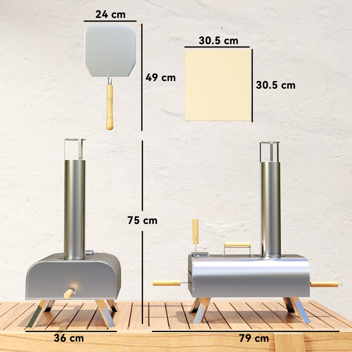 Outsunny Portable Wood Pellet Pizza Oven with Foldable Legs 12 Inch Stone