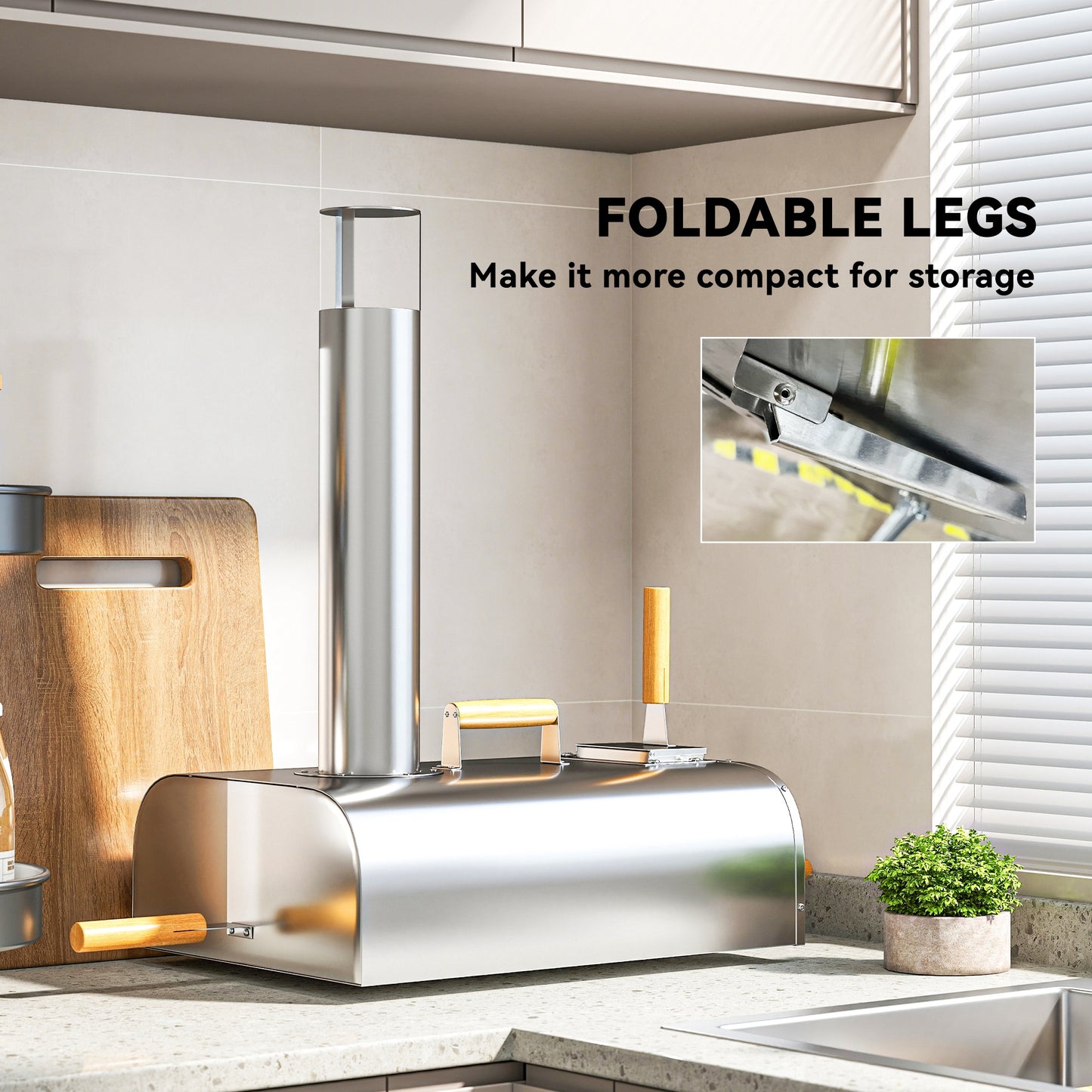 Outsunny Portable Wood Pellet Pizza Oven with Foldable Legs 12 Inch Stone