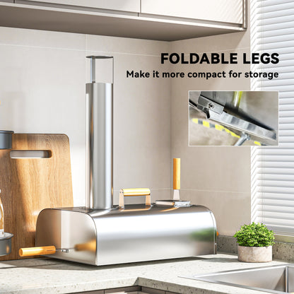 Outsunny Portable Wood Pellet Pizza Oven with Foldable Legs 12 Inch Stone