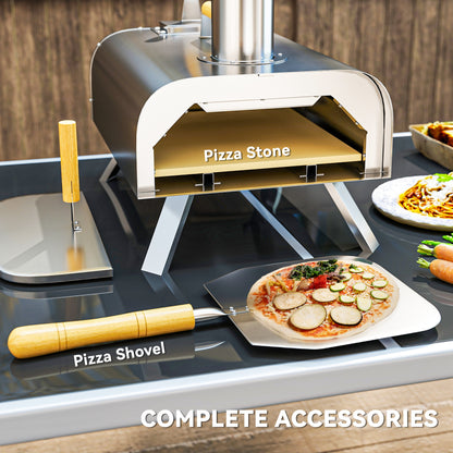 Outsunny Portable Wood Pellet Pizza Oven with Foldable Legs 12 Inch Stone